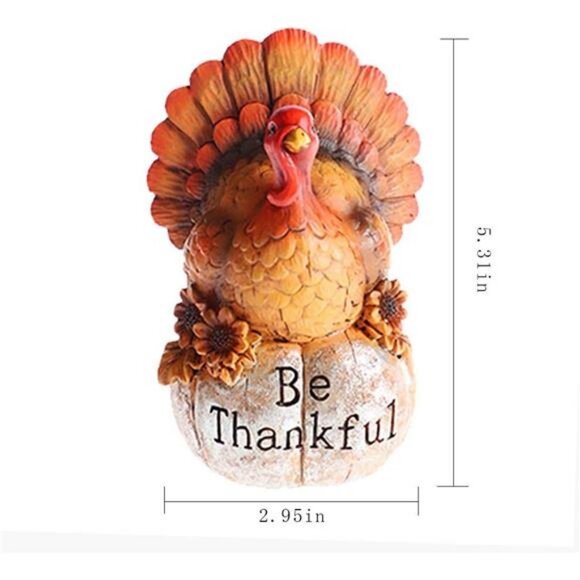 Thanksgiving Decorations Hand-Painted Turkey Pumpkin, Tabletop Turkey - Picture 3 of 6